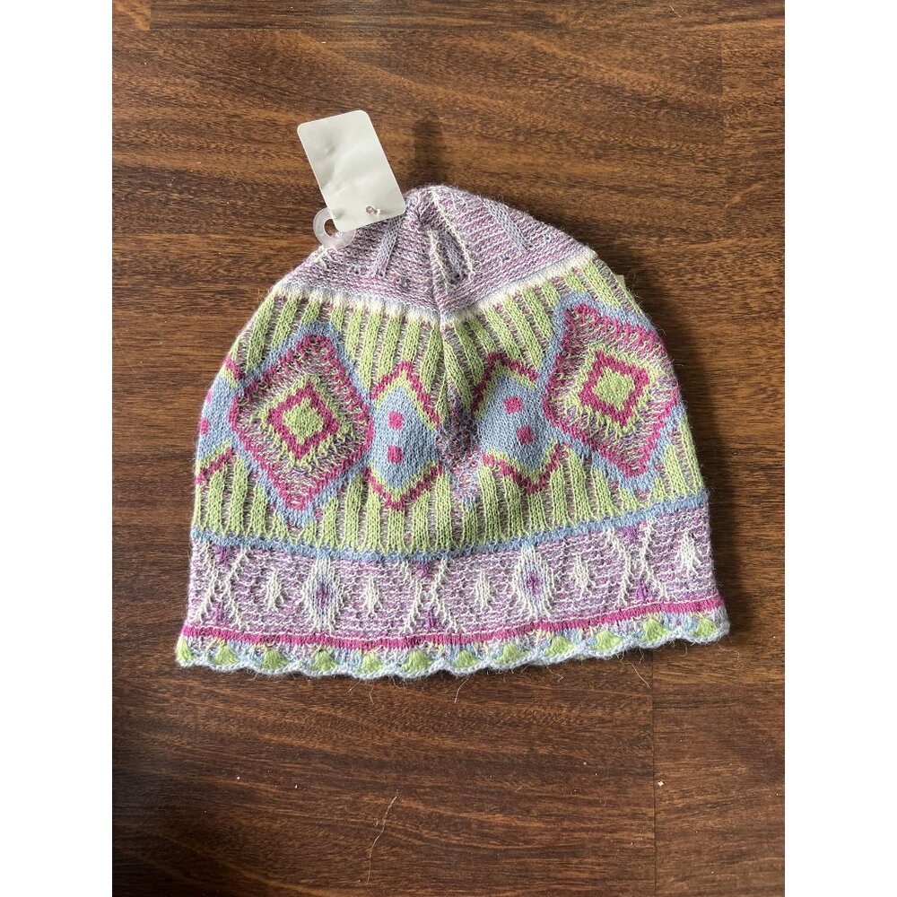 Peruvian Link Baby Alpaca Knit Beanie Hat Pastel Fair Isle Soft Made in Peru NWT